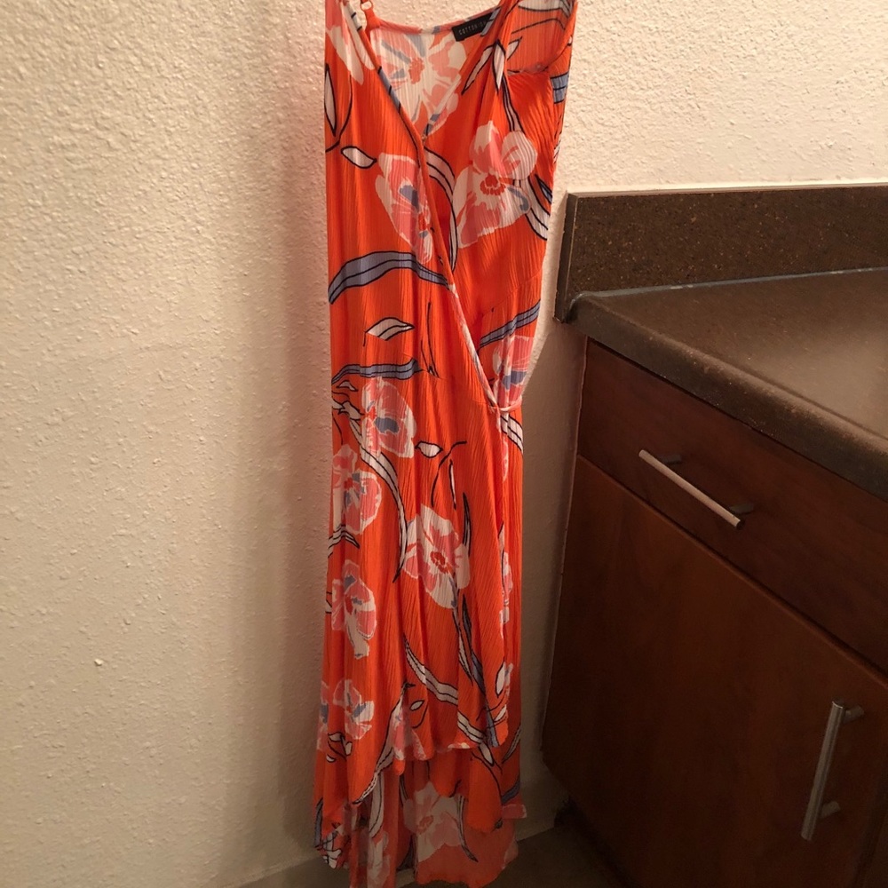 High-Low Wrap Spaghetti Strap Cotton On Dress